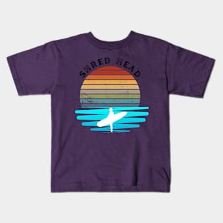 Retro Sunset With Surfer On The Open Waves Kids T-Shirt